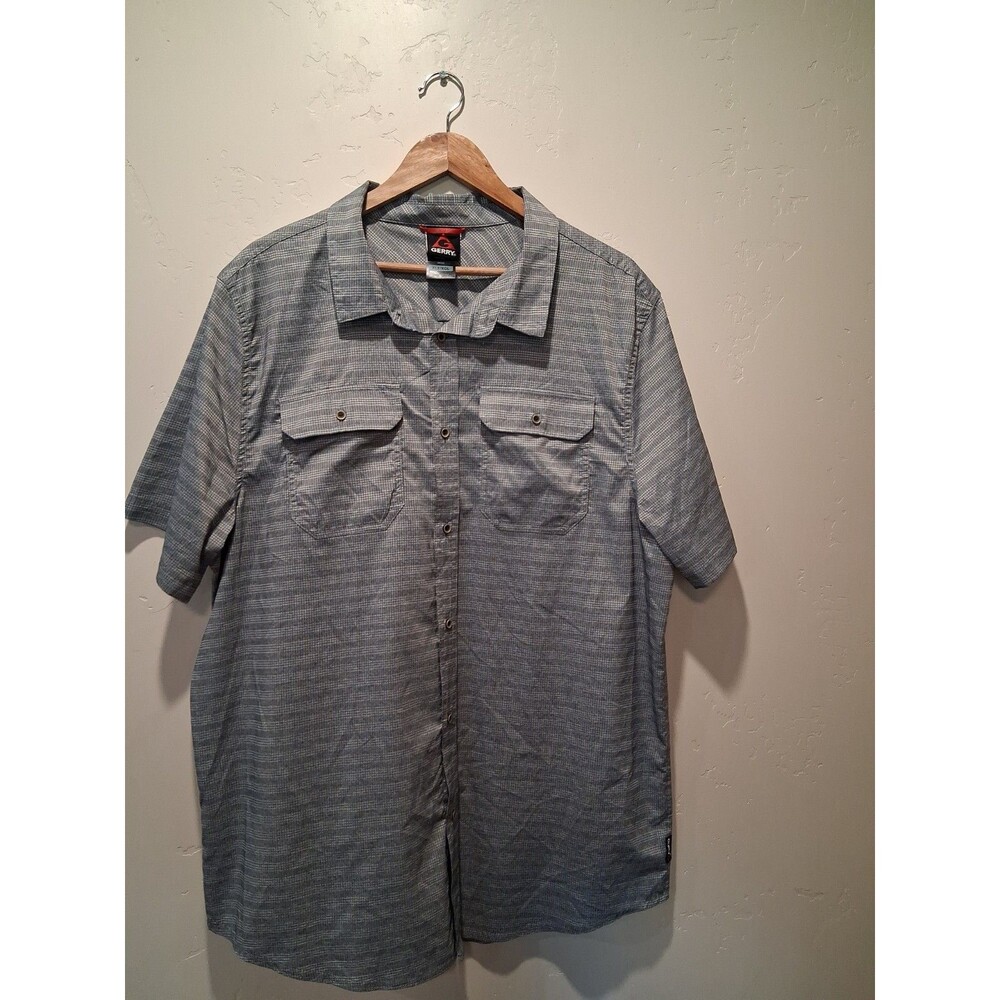 Gerry Men's Size XL Tall Gray/White Plaid Short Sleeve Button Up Shirt Casual